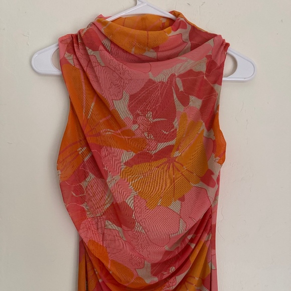 Mixed Threads Floral Mesh Maxi Dress | Size M Pink & Orange - Picture 1 of 6